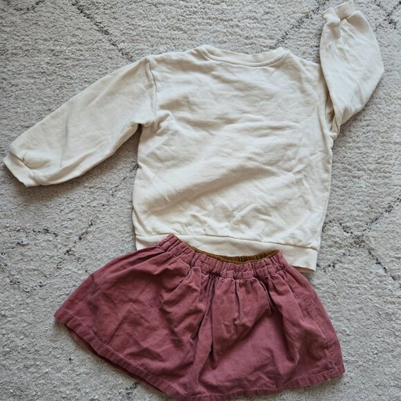 H&M bunny sweatshirt and Zara corduroy skirt set - Picture 4 of 4